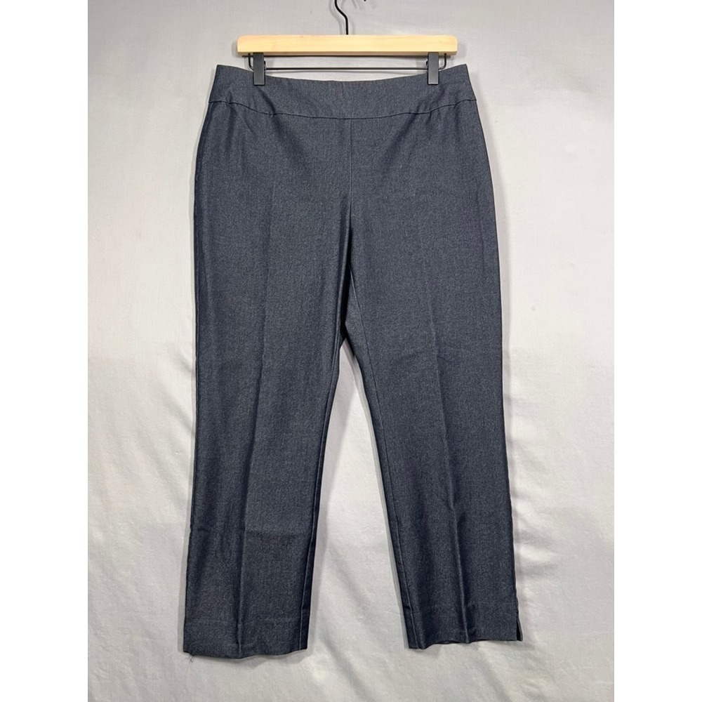 Chicos So Slimming Crop Pants Size 1.5 Medium Large Blue Pull On Denim Trousers